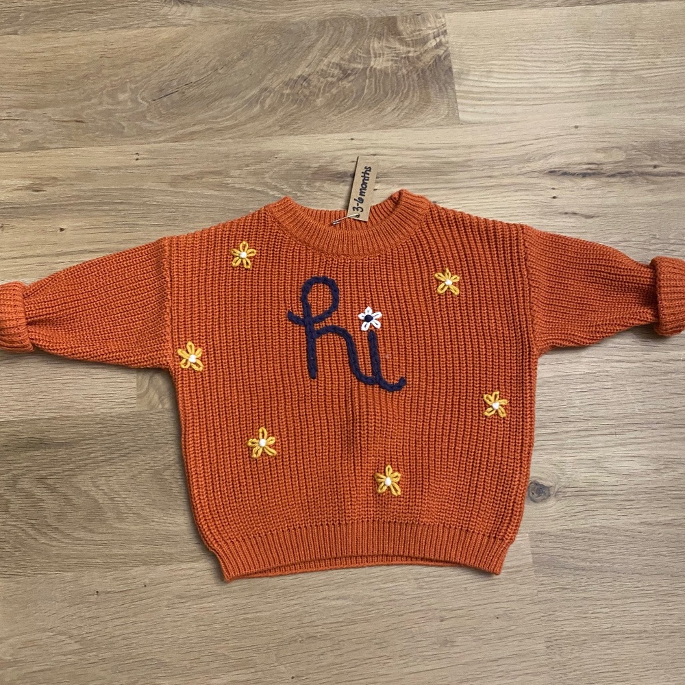 3-6M Orange Sweater “Hi”
